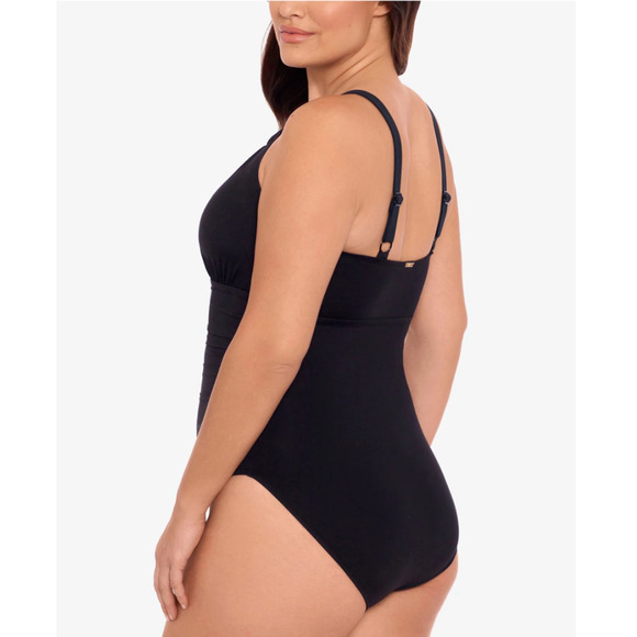 RALPH LAUREN Black High-Neck Keyhole One Piece Swimsuit 16 W 16W - Picture 6 of 6